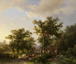 Landschap ja vesimylly ja veedrijvende boeren
